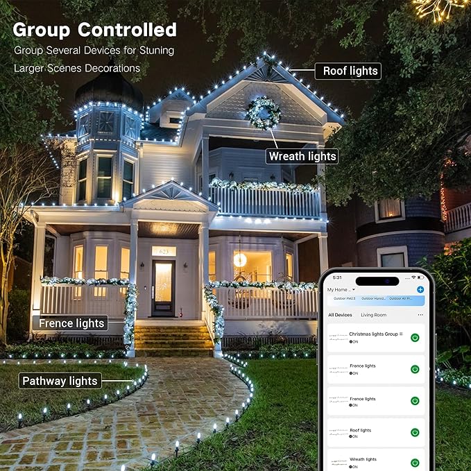 Brizled (Not Connectable Color Changing Smart Christmas Lights, 78FT 120 LED C9 String Lights App Control, Dimmable Outdoor Christmas Light, Christmas Tree Light Indoor, RGB Xmas Lights Party Decor