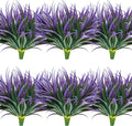 16pcs Artificial Plants Outdoor Flowers UV Resistant Fake Tall Grass Plants Faux Tropical Shrubs Plastic Greenery Bushes Front Porch Patio Garden Outside Decoration