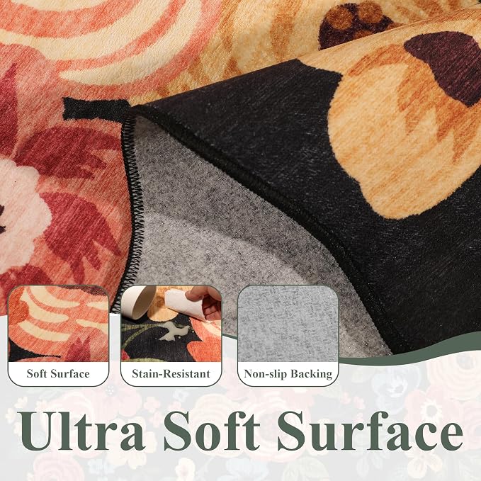 DUKINO 3x10 Runner Rug, Non Slip Floral Washable Rug - Image 7