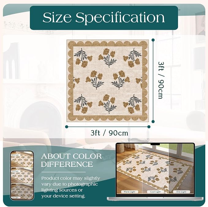3x3 Square Entryway Rug - Image 2