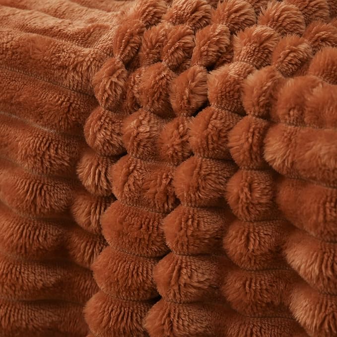 Burnt Orange Fleece Throw Blanket 90”×90” - Image 5
