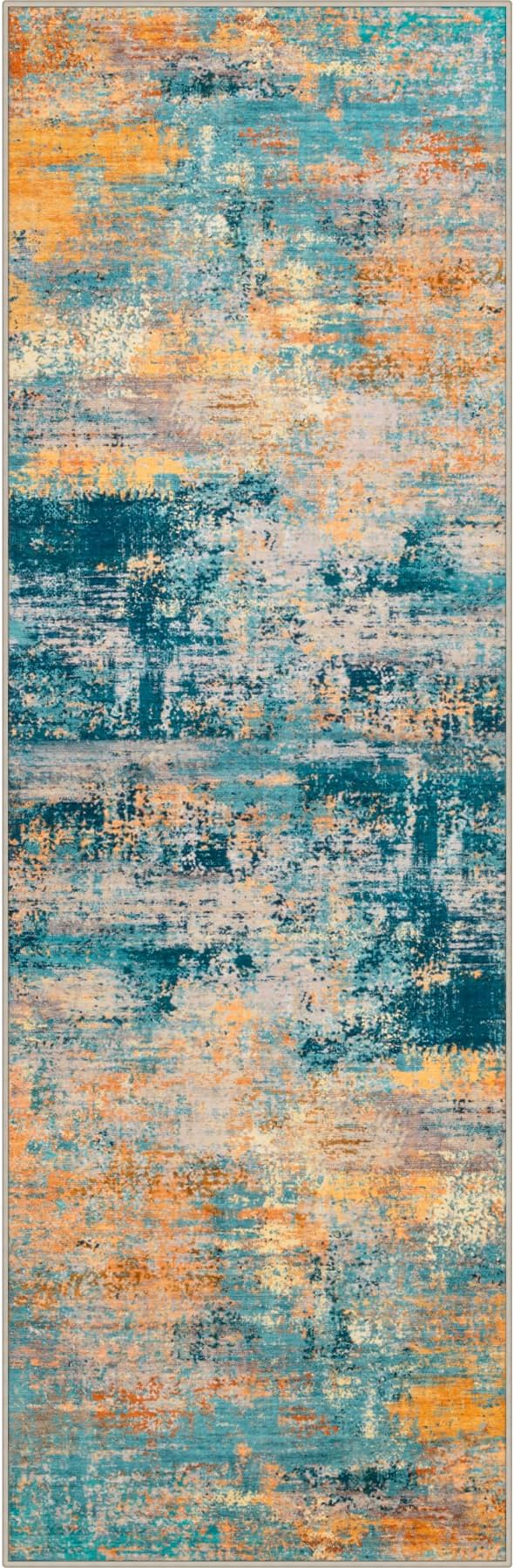 2x5 Washable Runner Rug：Modern Abstract Soft Carpet Rosy Haze | by FXRHLP
