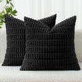 MIULEE Euro Sham Corduroy Decorative Throw Pillow Covers 24x24 Black | Pack of by MIULEE