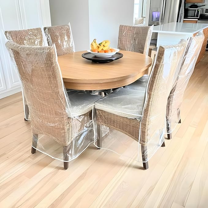 Evelots 6-Pack Clear PVC Dining Chair Covers, Spill-Resistant Protectors | - Image 8