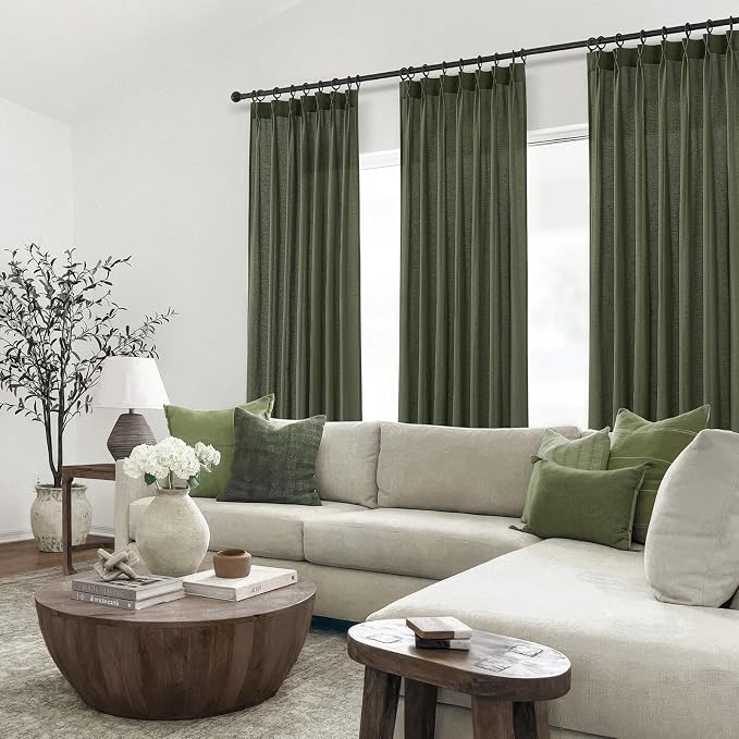 Topfinel Pinch Pleated Curtains 90 Inches Long 1 Panels Set, Olive Green Semi - Image 7