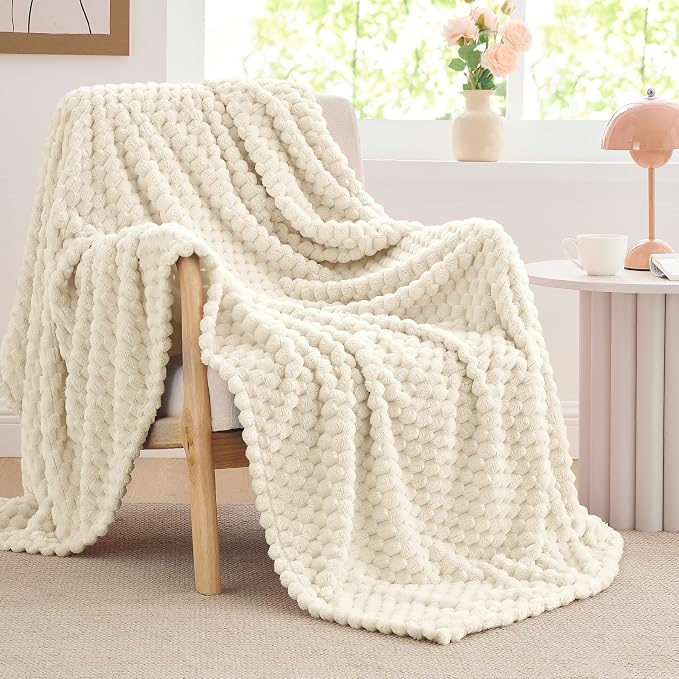 BEDELITE Cream Twin Blanket for Couch, Soft Cozy Gifts for Women, 60 * 80 | 3D by BEDELITE