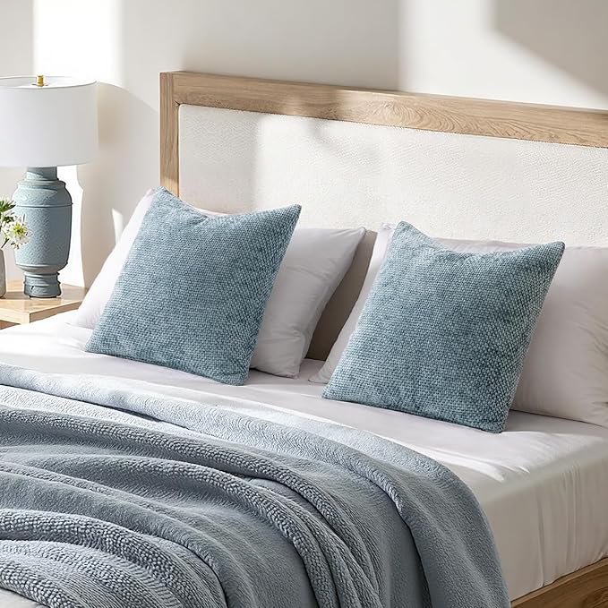 MIULEE Decorative Coastal Blue Euro Sham Pillow Covers 24x24 Inch 2 Pack | - Image 3