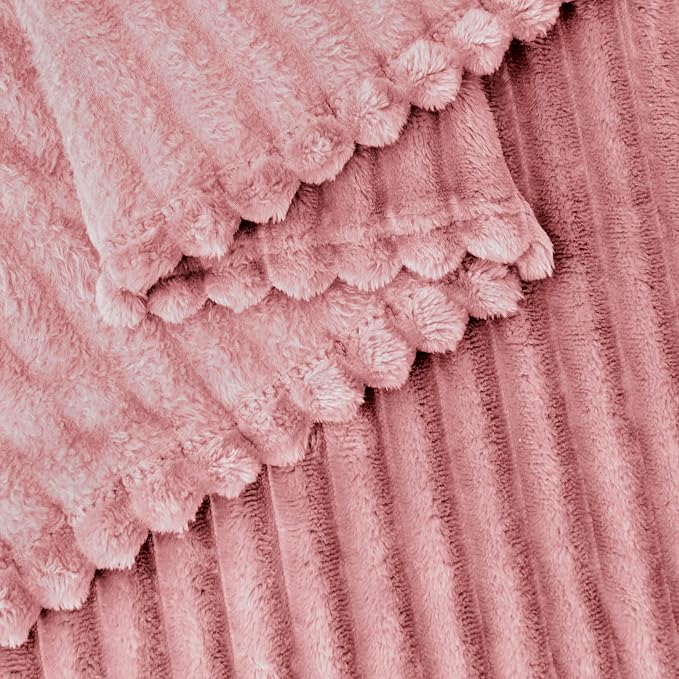 BEDELITE 3D Ribbed Jacquard Pink Full Size Blankes - Image 5