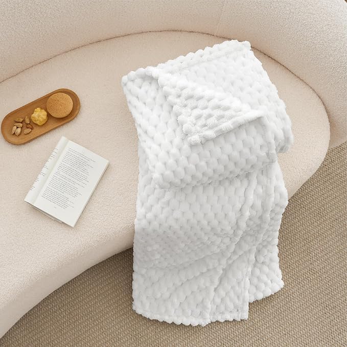 BEDELITE White Twin Blanket for Couch, Soft Cozy Gifts for Women, 60 * 80 | 3D - Image 5