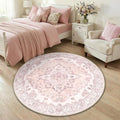 RELEANY Washable Area Rug, Round 4ft, Water Repellent, Pet Friendly, Vintage by RELEANY