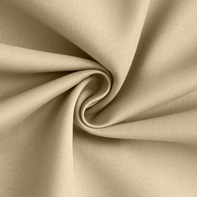 Yakamok Beige 100% Blackout Curtains 63 Inches Long - Image 3