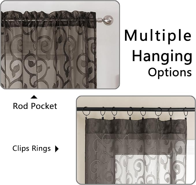 Furman Chocolate Sheer Curtains 96 inches Long - Image 5