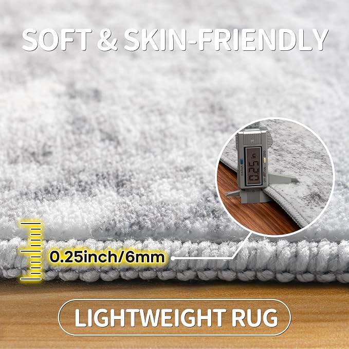 Aelenmu 9x12 Area Rugs for Living Room Bedroom Dining Room Washable Grey | Soft - Image 6