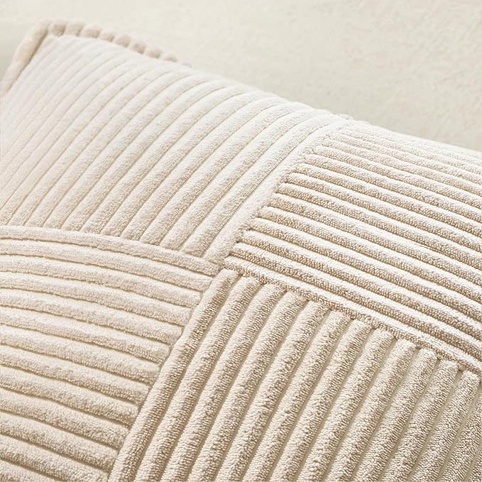MIULEE Decorative Lumbar Throw Pillow Covers 12x20 Inch Beige 2 Pack | Boho - Image 5