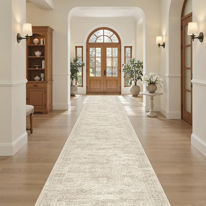Soalmost Hallway Runner Rug 2'6" x 14' Washable Long Kitchen Rugs Beige | - Image 3