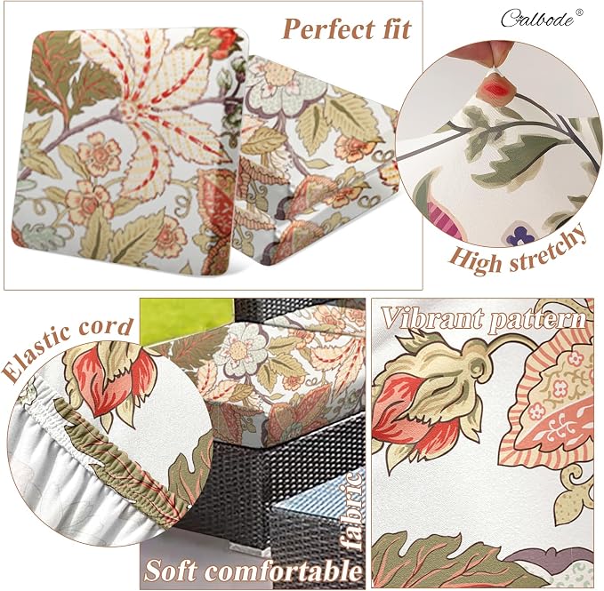 CALBODE 12Pcs High Elastic Digitally Printed Sofa Seat Cushion Cover, Soft & - Image 4
