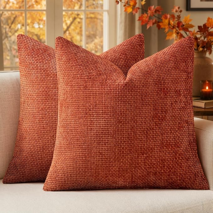 MIULEE Fall Decorative Couch Throw Pillow Covers 20x20 Burnt Orange 2 Pack | by MIULEE