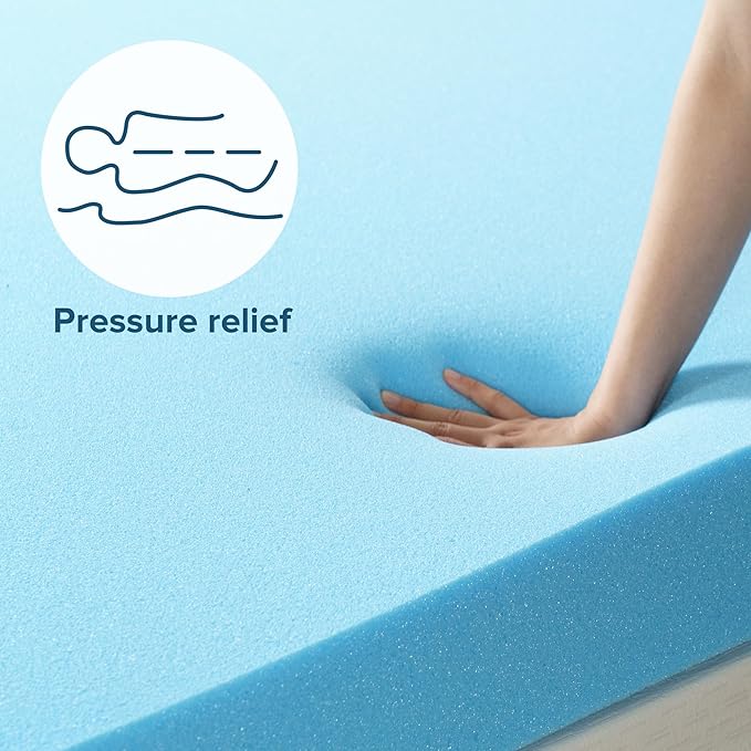 ZINUS 4 Inch Green Tea Cooling Gel Memory Foam Mattress Topper, Smaller, More Convenient WonderBox Packaging, Cooling Gel Foam, Pressure-Relieving Design, CertiPUR-US Certified, Queen