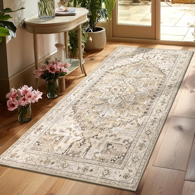 Yamaziot Washable Runner Rug, 3x6 Non-Slip Boho Vintage Hallway Kitchen Rug | by Yamaziot