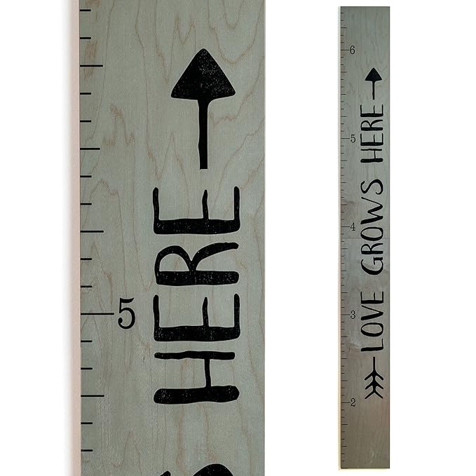 Headwaters Studio Wooden Growth Chart – Kids Height Chart, Wall Measurement for Kids, Height Chart for Wall, Growth Ruler for Children – Tribal Gray (63"x6.7")