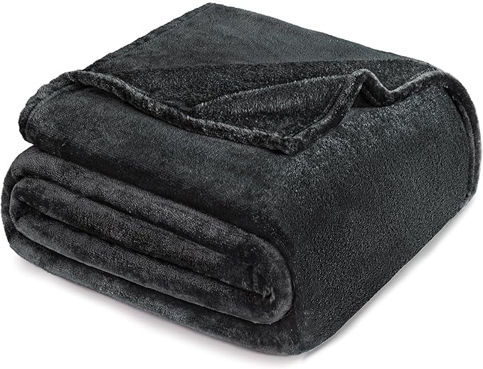 Exclusivo Mezcla Fleece Blanket Queen Size for Bed, Super Soft and Warm, All Season Use, Cozy, Plush, Lightweight, 90x90 Inches, Dark Grey