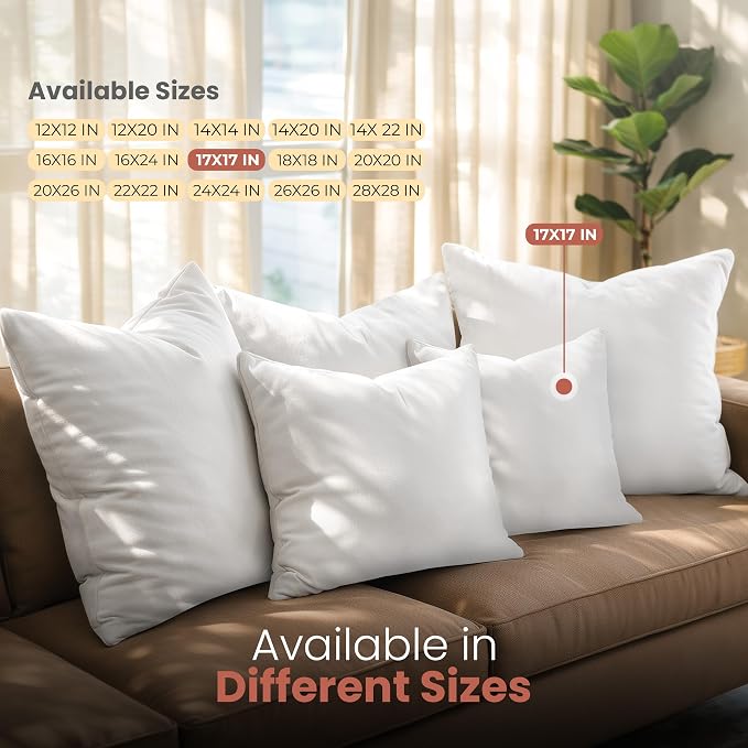 Utopia Bedding 17x17 Pillow Inserts, 2 Pack | Indoor cushion inserts - Image 6