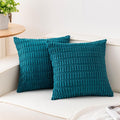 Pack of 2 Corduroy Decorative Throw Pillow Covers 18x18 Inch, Turquoise | Fall by Unknown