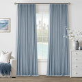 Dusty Blue Pinch Pleat 100% Blackout Linen Bedroom Curtains 96 Inch Length | by Twodrapes