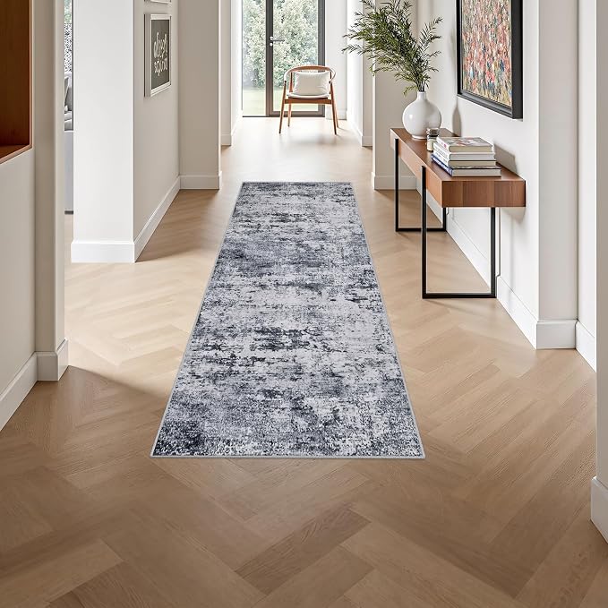 2x6 Washable Runner Rug：Modern Abstract Kitchen Soft Carpet Grey | - Image 4