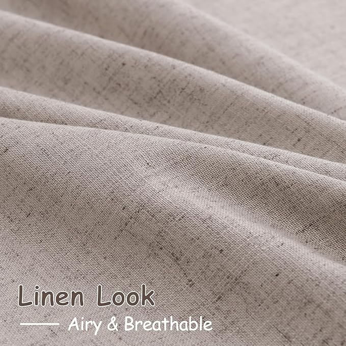 Brownish Grey Linen Curtains for Living Room Extra Long 132 Inches Long Back - Image 4
