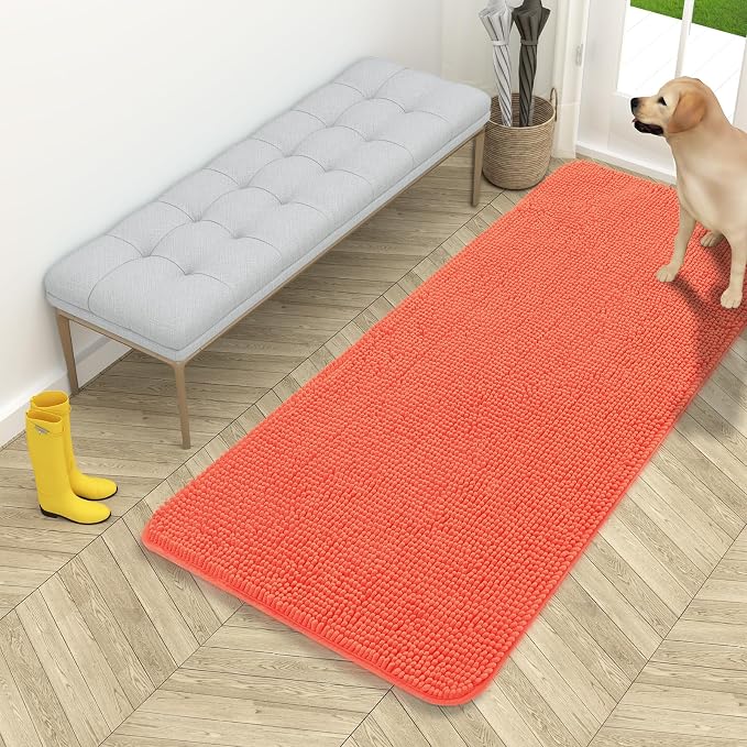OLANLY Dog Door Mat for Muddy Paws 54x24, Super Absorbent Chenille Mud Mat | by OLANLY