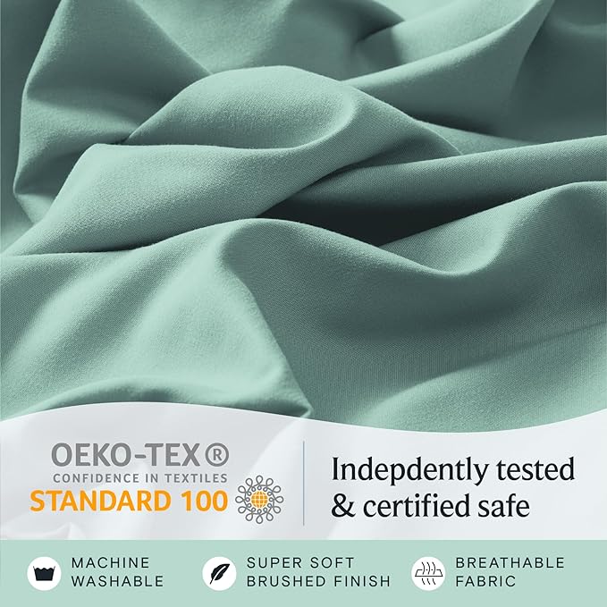 LuxClub 3 PC Sheet Bed Sheets Deep Pockets Wrinkle Free-Kids-Fitted Sheets Machine Washable Hotel Bedding Silky Soft - Light Teal Twin