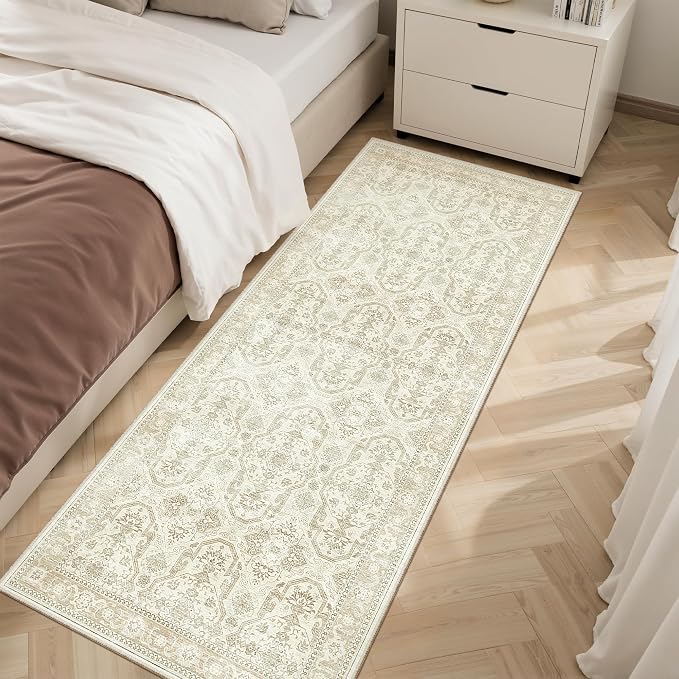 Soalmost Runner Rug 2x5 Washable Non-Slip Kitchen Entry Runners Beige/Brown | - Image 3