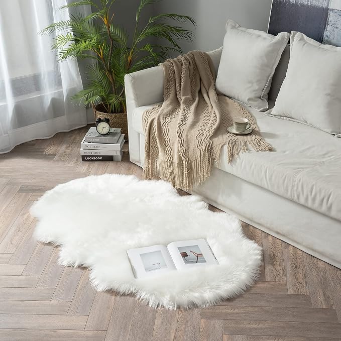 MIULEE Fluffy Area Rug 3x5 ft Faux Fur Sheepskin Rug - Image 7
