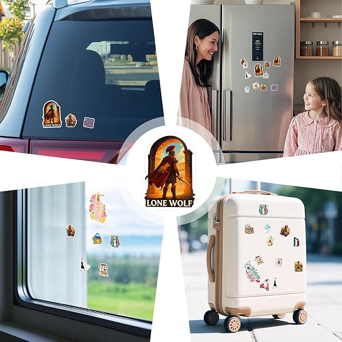 100 Pieces Italy Sticker Italian Travel Stickers Vinyl Waterproof for Kids Adults Car, Wall Decor Decal, Hard hat Scrapbook Laptop Phone Birthday Christmas Gift Funny