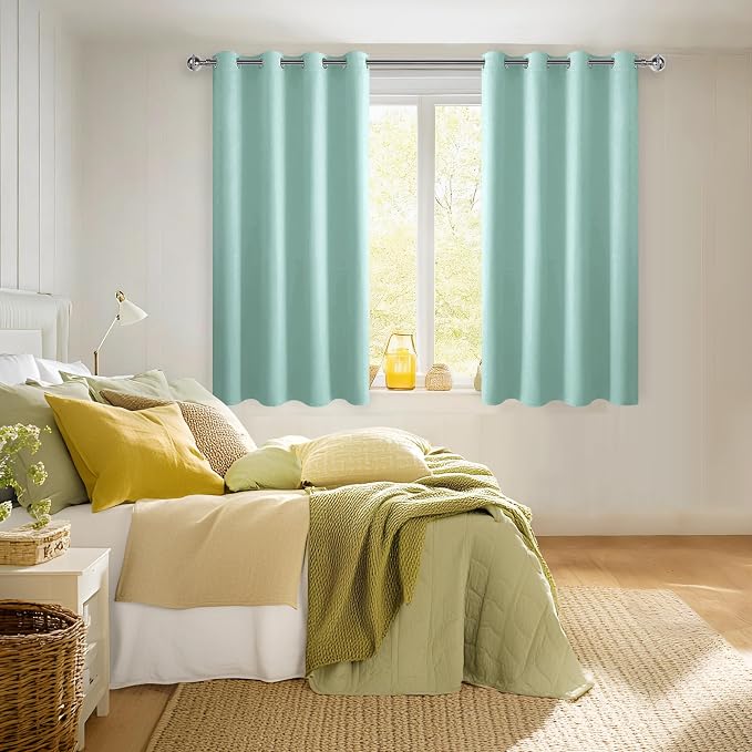 Blackout Curtains for Bedroom, 52 x 54 Inches Long, 2 Panels, Aqua | Thermal - Image 2