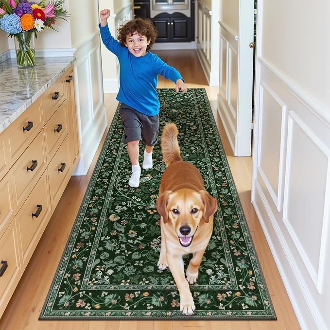 HEBE Hallway Runner Rug 2'x6', Washable Non Slip Kitchen Rug Runner | Soft Boho - Image 8