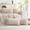 Set of 4 Soft Textured Decorative Throw Pillow Covers 12x20 Inch Cozy Farmhouse by Cozoomy
