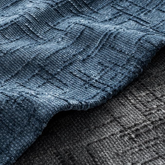 MIULEE Chenille Textured Throw Pillow Covers Blue Ashes 20x20 Set of 2 | Slubby - Image 2