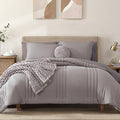 Monbix Queen Comforter Set - 7 Pieces Cloud Purple Bed in a Bag Queen Bedding Sets with Comforters, All Seasons Down Alternative Comforter Bed Set with Sheets, Pillowcases & Shams