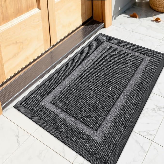 OLANLY Front Door Mat 23.5x15.5, All-Season Heavy-Duty Rubber Doormat | Grey by OLANLY