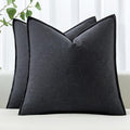 MIULEE Decorative Linen Euro Sham Pillow Covers 24x24 Dark Gray | Boho by MIULEE