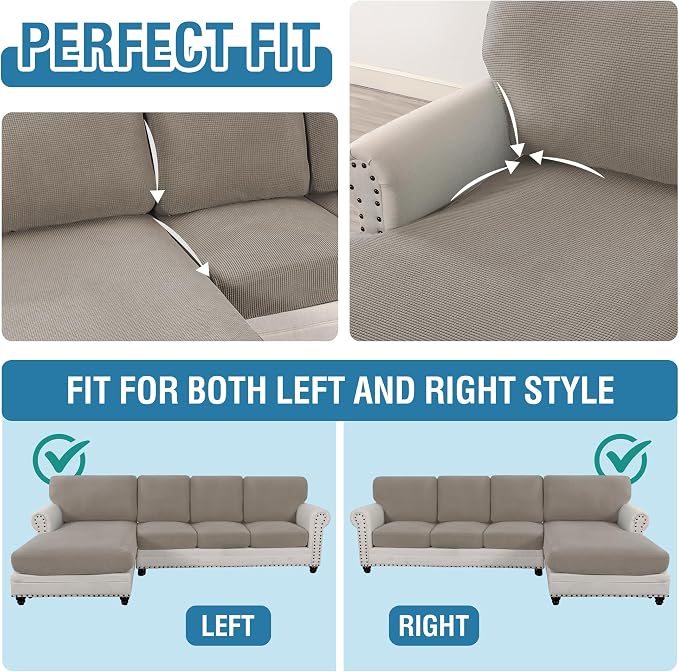 H.VERSAILTEX Sectional Couch Covers 8 Pieces Stretch Sofa Covers - Image 5