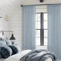 Dusty Blue Linen Pinch Pleated Curtains 108 Inches Long 2 Panels | Semi Sheer by Twodrapes