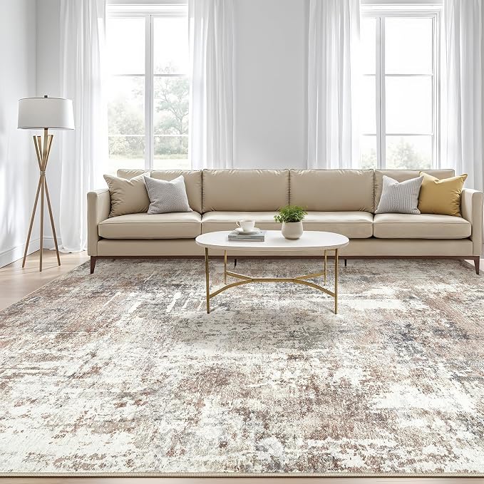 LOONGRUG 8x12 Area Rug Washable Large Neutral Modern Living Room Rugs | - Image 5