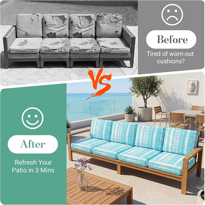 8Pcs Patio Cushion Covers Stretch Outdoor Furniture Protector Slipcovers | - Image 4