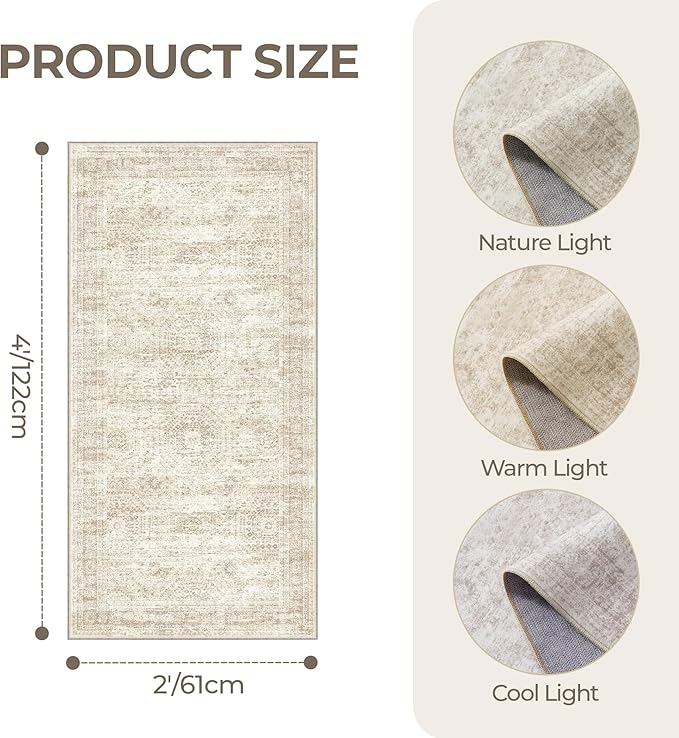 2x4 Rug Runners for Hallways Non Slip, Nursery Room, Soft Runner Rug, Stain - Image 2