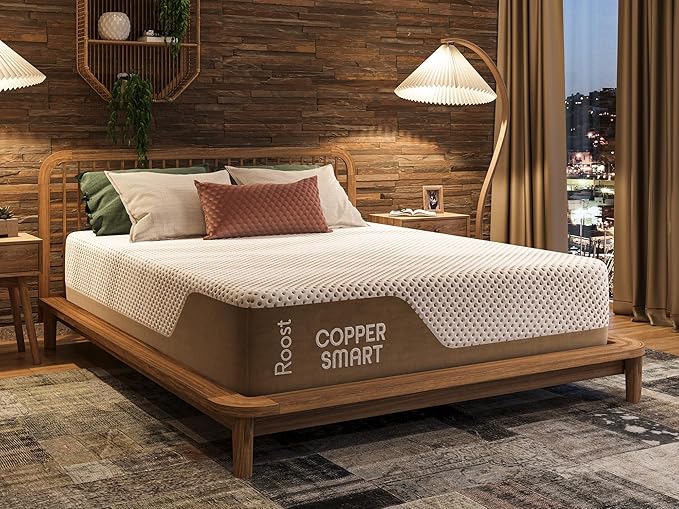 ROOST SLEEP 14-Inch Cal King Hybrid Mattress, Medium Firm – CertiPUR-US Certified, Copper-Infused Thermic Cooling Gel Memory Foam for Hot Sleepers + Targeted Support & Pressure Relief, Made in USA