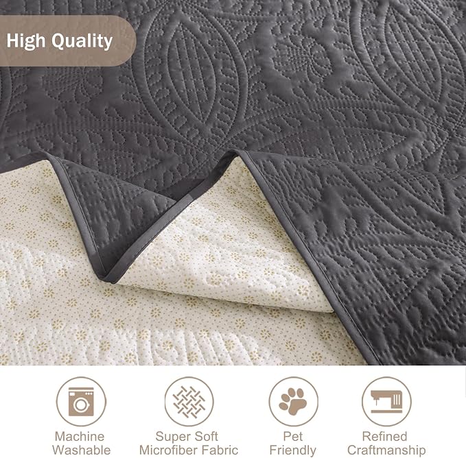 Soft Gray Loveseat Covers for 2 Cushion Couch, Water-Repellent Slip Covers for - Image 6