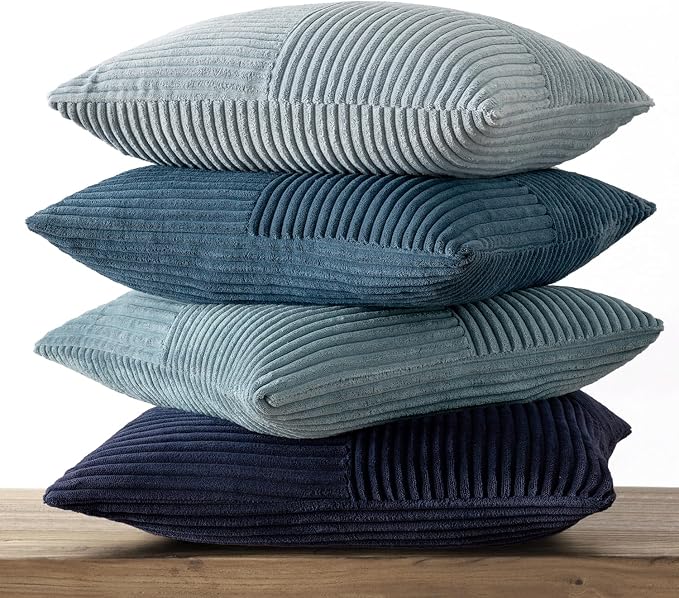 MIULEE Dusty Blue Navy Farmhouse Throw Pillow Covers 16x16 Inch Set of 4 Boho - Image 6